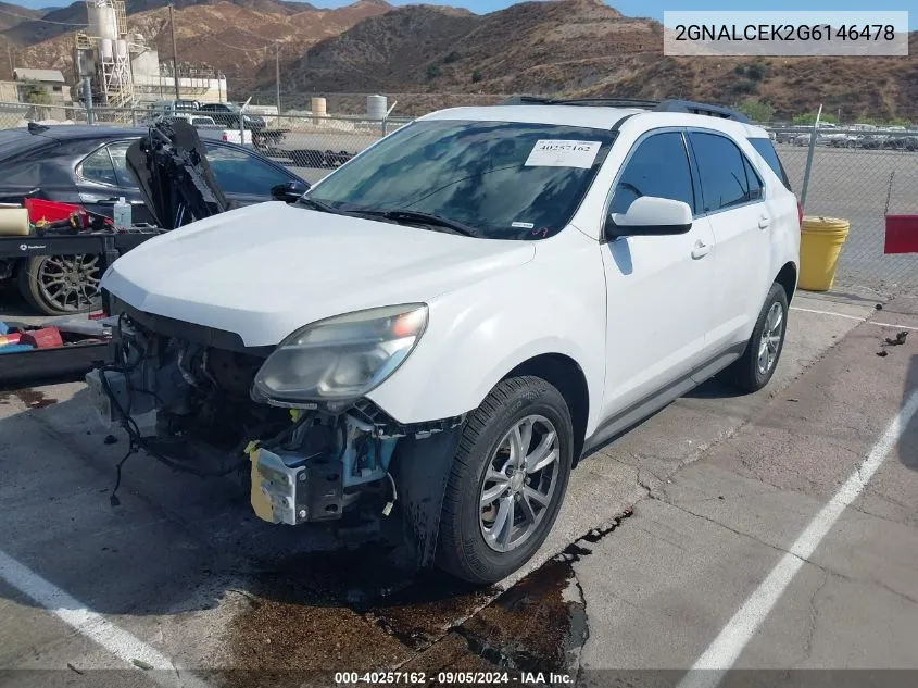 2016 Chevrolet Equinox Lt VIN: 2GNALCEK2G6146478 Lot: 40257162