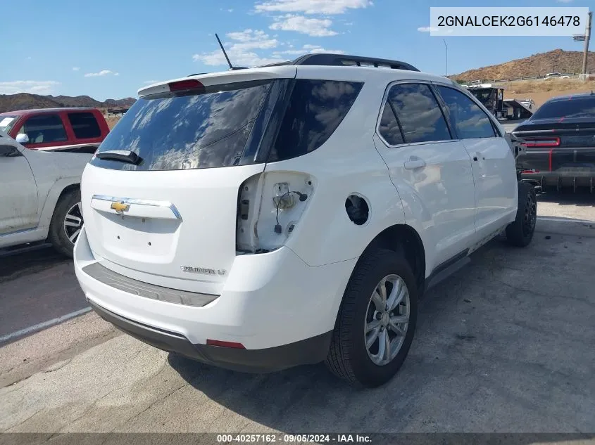 2016 Chevrolet Equinox Lt VIN: 2GNALCEK2G6146478 Lot: 40257162