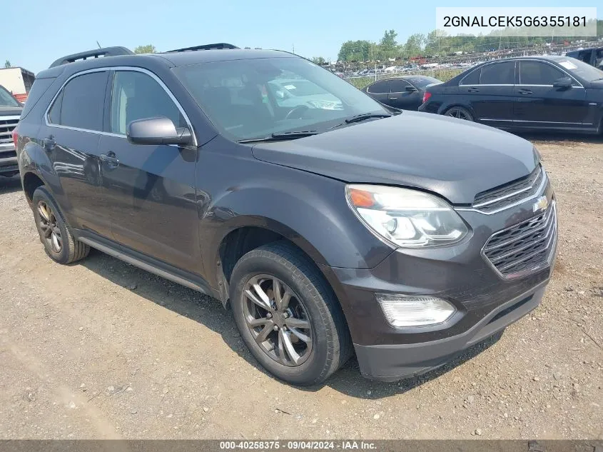 2GNALCEK5G6355181 2016 Chevrolet Equinox Lt