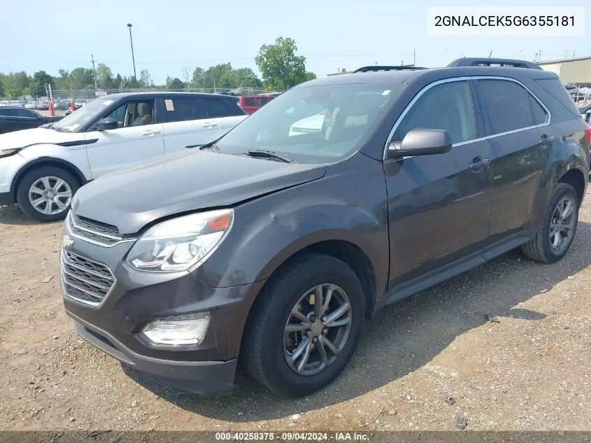 2016 Chevrolet Equinox Lt VIN: 2GNALCEK5G6355181 Lot: 40258375