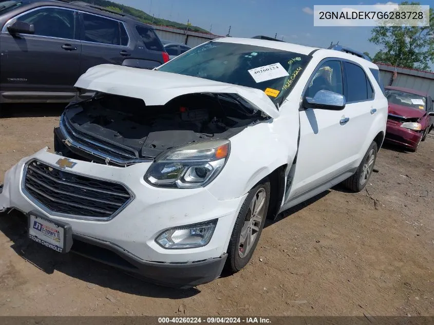 2016 Chevrolet Equinox Ltz VIN: 2GNALDEK7G6283728 Lot: 40260224