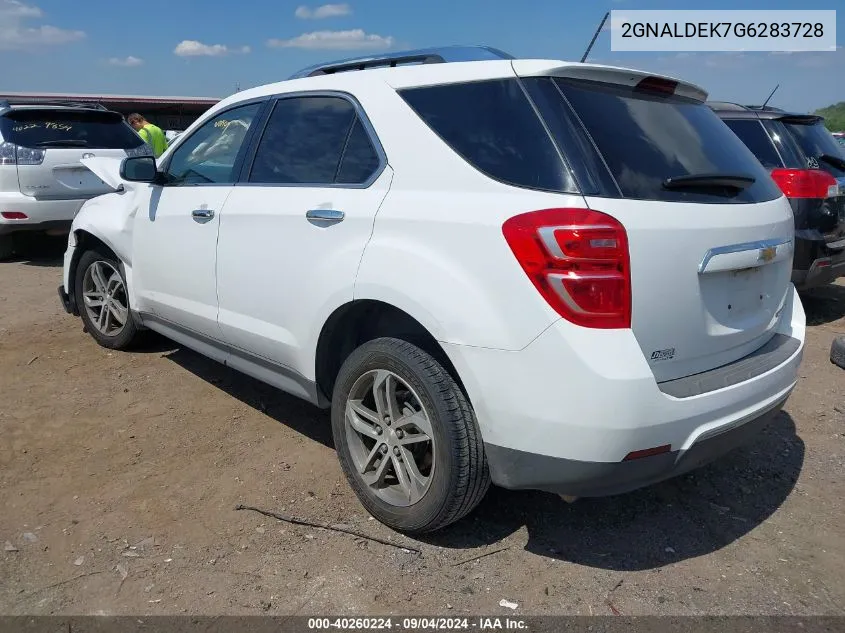 2016 Chevrolet Equinox Ltz VIN: 2GNALDEK7G6283728 Lot: 40260224