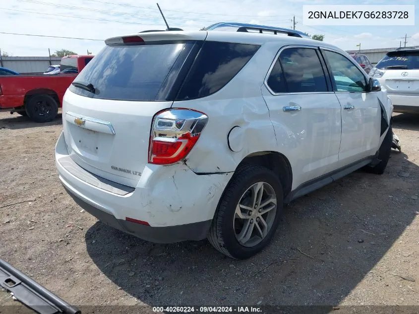 2016 Chevrolet Equinox Ltz VIN: 2GNALDEK7G6283728 Lot: 40260224