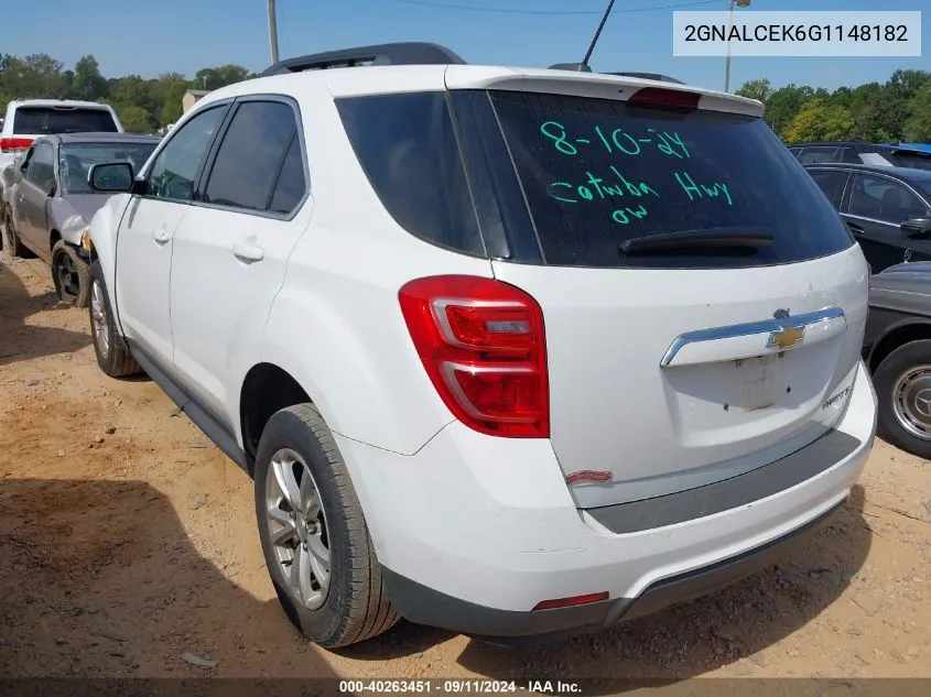 2016 Chevrolet Equinox Lt VIN: 2GNALCEK6G1148182 Lot: 40263451