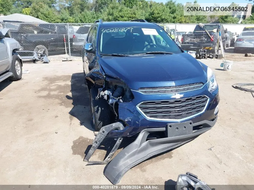 2GNALDEK7G6345502 2016 Chevrolet Equinox Ltz