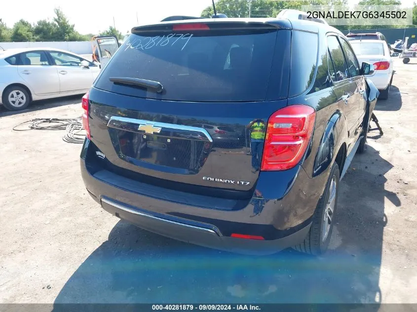 2GNALDEK7G6345502 2016 Chevrolet Equinox Ltz