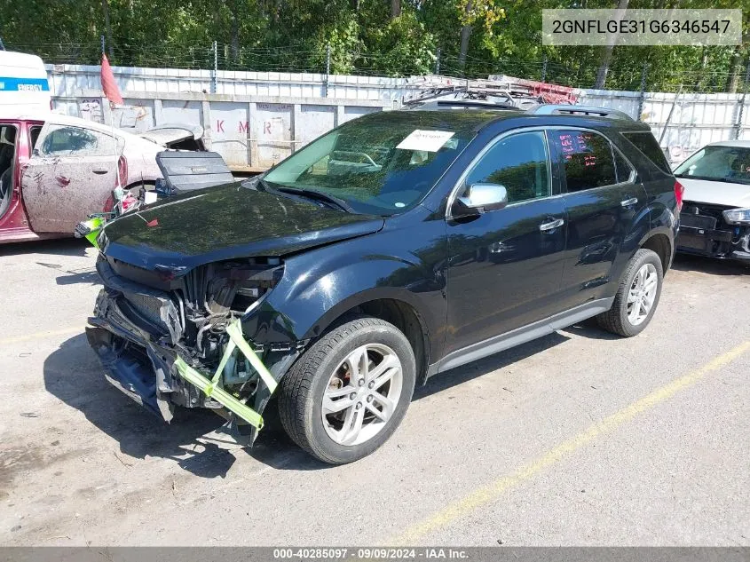 2016 Chevrolet Equinox Ltz VIN: 2GNFLGE31G6346547 Lot: 40285097