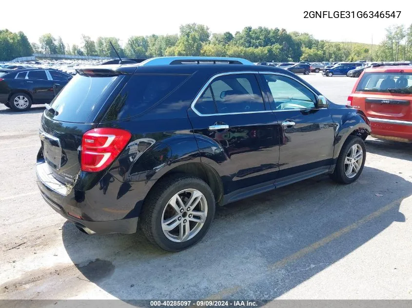 2016 Chevrolet Equinox Ltz VIN: 2GNFLGE31G6346547 Lot: 40285097