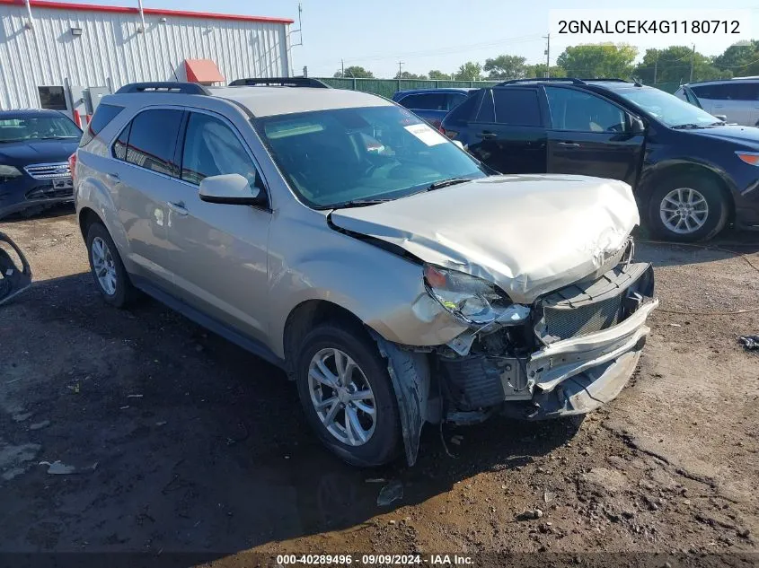 2016 Chevrolet Equinox Lt VIN: 2GNALCEK4G1180712 Lot: 40289496