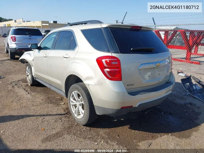 2016 Chevrolet Equinox Lt VIN: 2GNALCEK4G1180712 Lot: 40289496