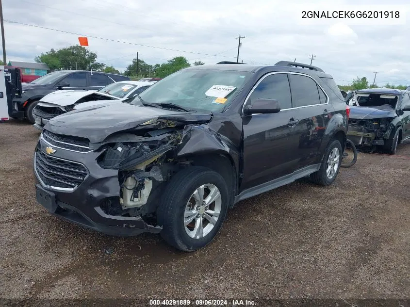 2016 Chevrolet Equinox Lt VIN: 2GNALCEK6G6201918 Lot: 40291889