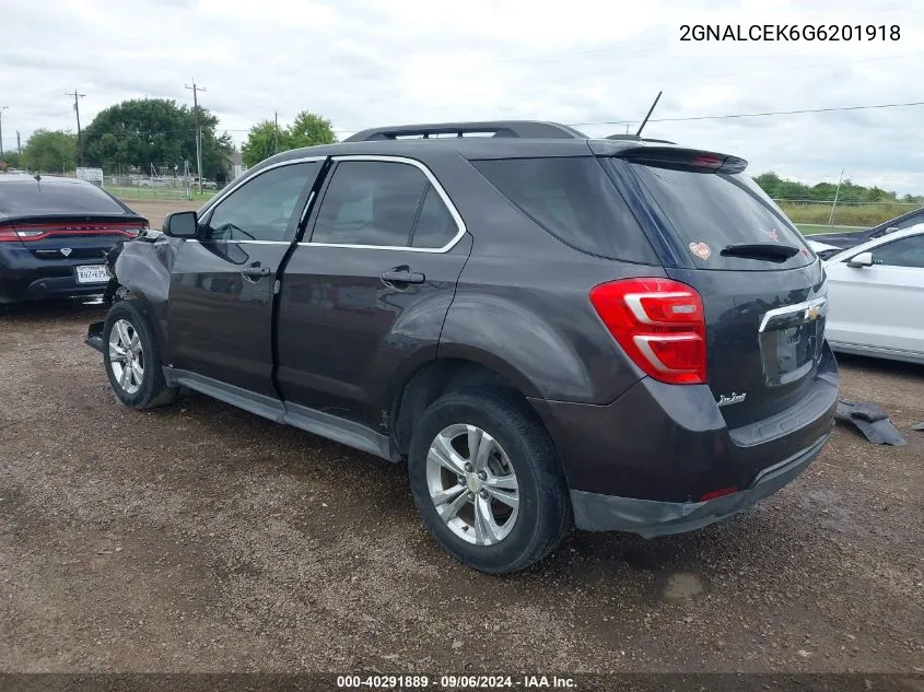 2016 Chevrolet Equinox Lt VIN: 2GNALCEK6G6201918 Lot: 40291889