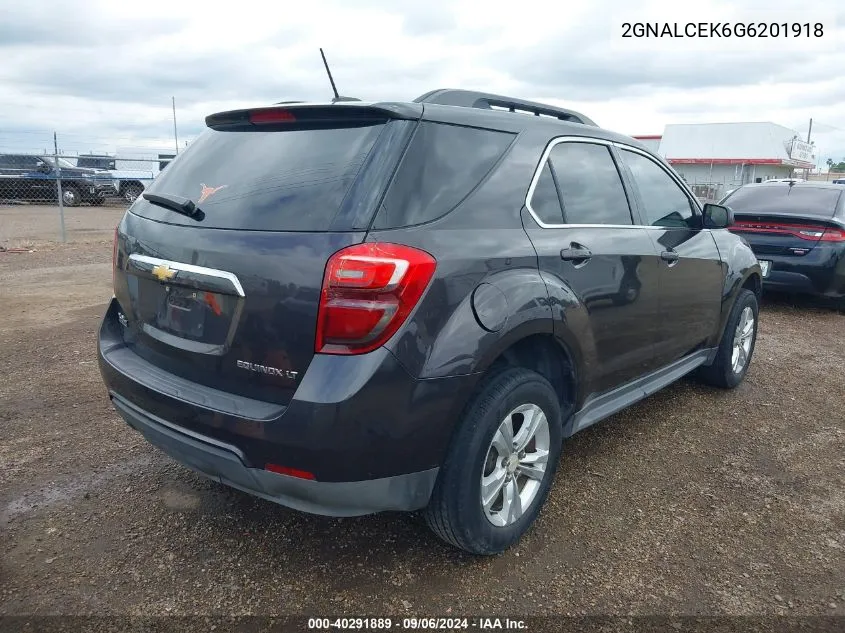 2016 Chevrolet Equinox Lt VIN: 2GNALCEK6G6201918 Lot: 40291889