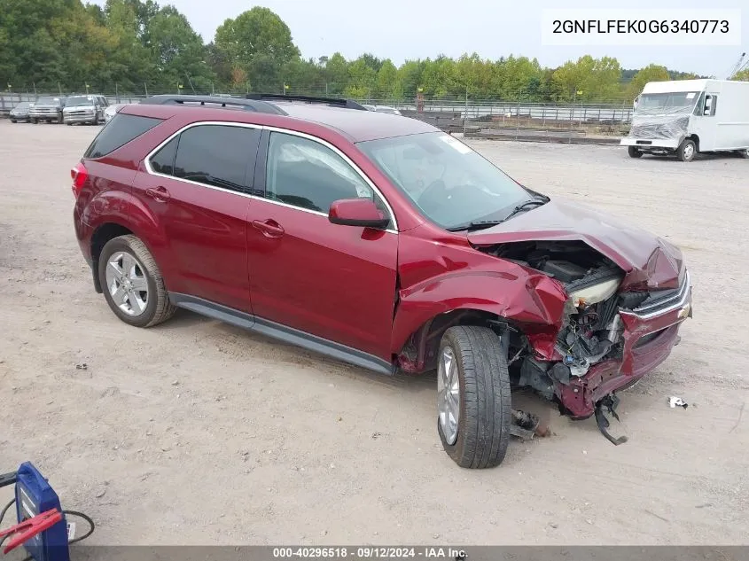 2016 Chevrolet Equinox Lt VIN: 2GNFLFEK0G6340773 Lot: 40296518