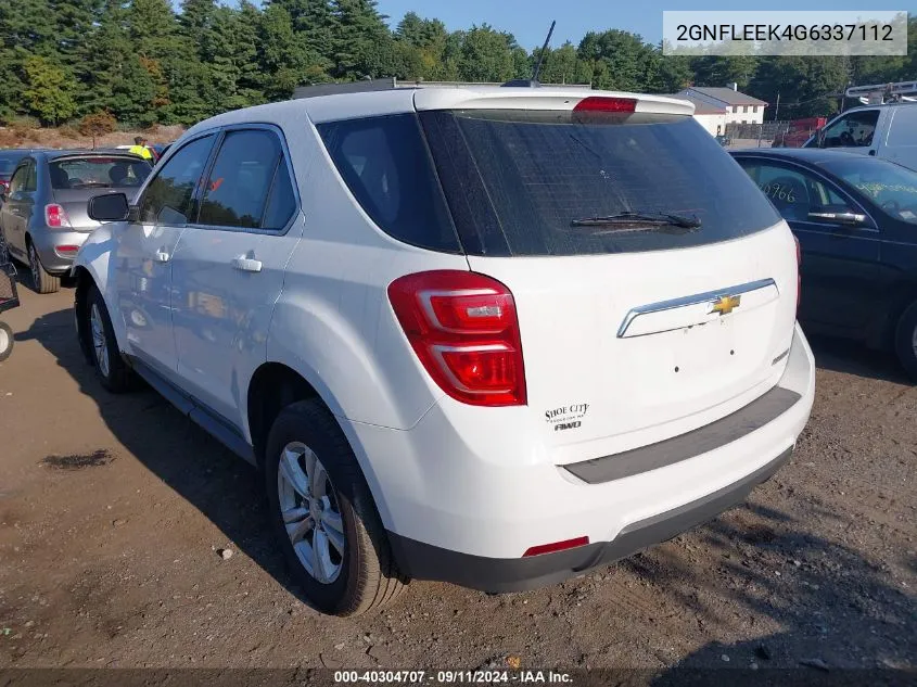 2016 Chevrolet Equinox Ls VIN: 2GNFLEEK4G6337112 Lot: 40304707