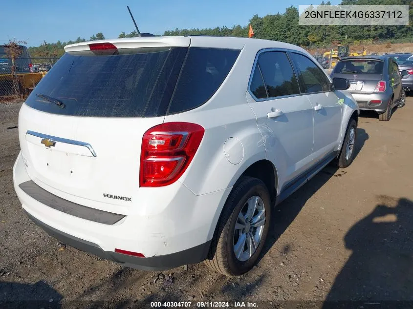 2016 Chevrolet Equinox Ls VIN: 2GNFLEEK4G6337112 Lot: 40304707