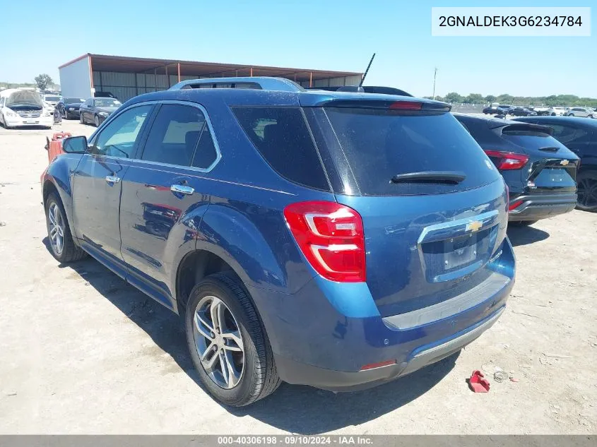 2016 Chevrolet Equinox Ltz VIN: 2GNALDEK3G6234784 Lot: 40306198