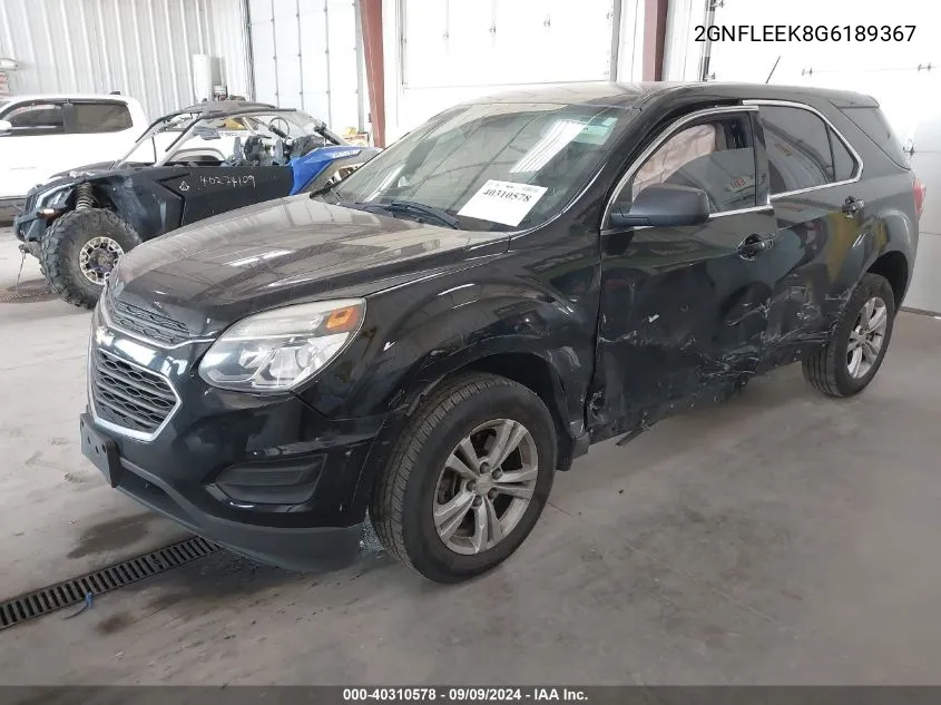 2016 Chevrolet Equinox Ls VIN: 2GNFLEEK8G6189367 Lot: 40310578