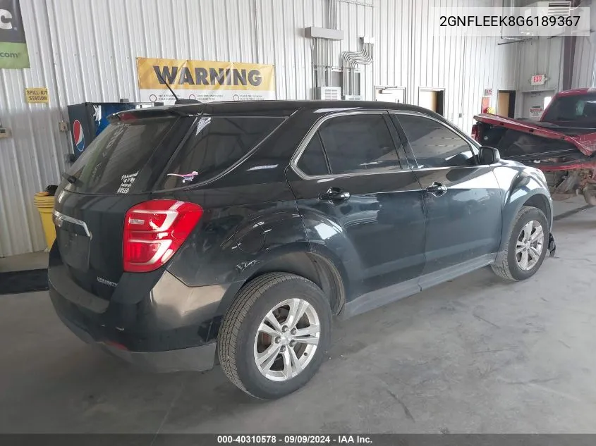 2016 Chevrolet Equinox Ls VIN: 2GNFLEEK8G6189367 Lot: 40310578