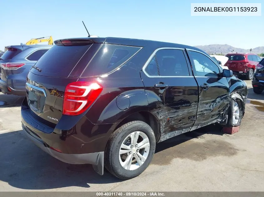 2016 Chevrolet Equinox Ls VIN: 2GNALBEK0G1153923 Lot: 40311740