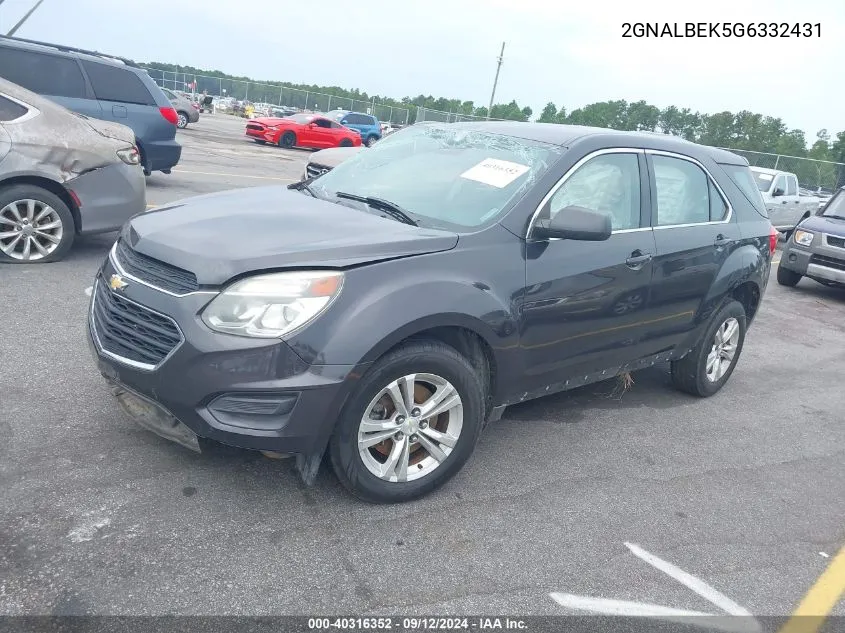 2016 Chevrolet Equinox Ls VIN: 2GNALBEK5G6332431 Lot: 40316352