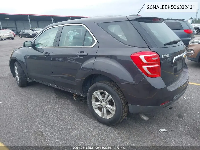 2GNALBEK5G6332431 2016 Chevrolet Equinox Ls