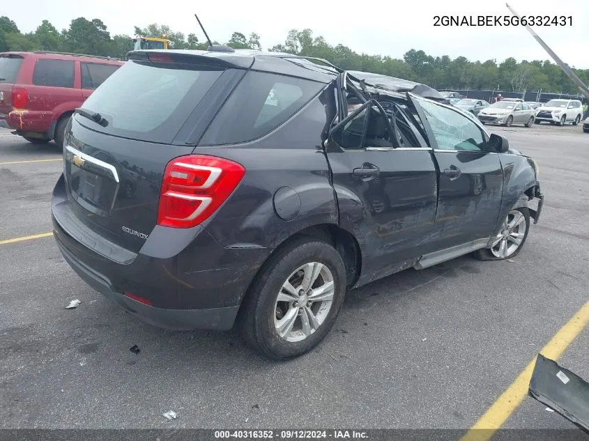 2016 Chevrolet Equinox Ls VIN: 2GNALBEK5G6332431 Lot: 40316352