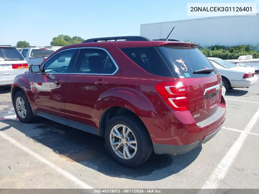 2016 Chevrolet Equinox Lt VIN: 2GNALCEK3G1126401 Lot: 40319073