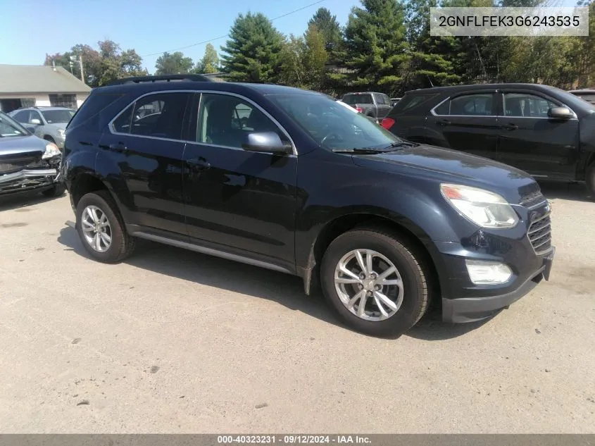 2016 Chevrolet Equinox Lt VIN: 2GNFLFEK3G6243535 Lot: 40323231