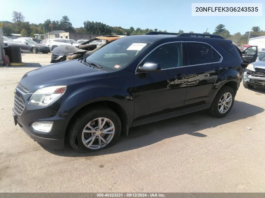 2016 Chevrolet Equinox Lt VIN: 2GNFLFEK3G6243535 Lot: 40323231