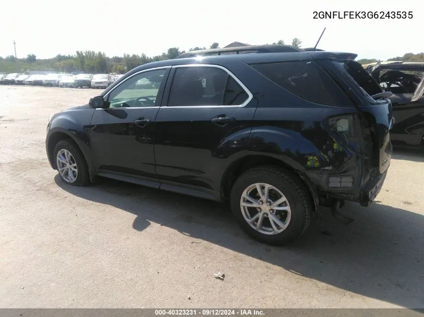 2016 Chevrolet Equinox Lt VIN: 2GNFLFEK3G6243535 Lot: 40323231