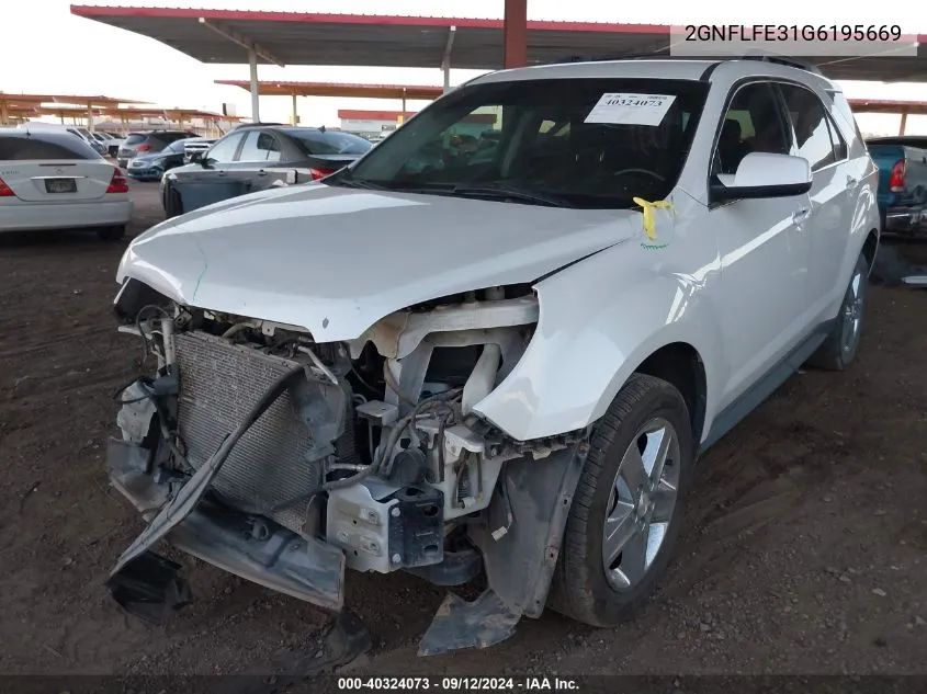 2016 Chevrolet Equinox Lt VIN: 2GNFLFE31G6195669 Lot: 40324073