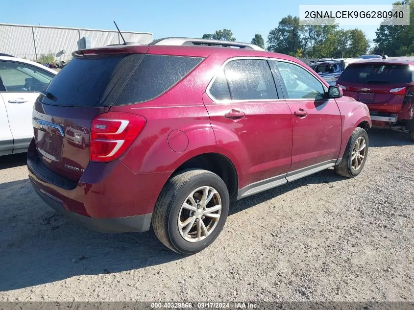 2016 Chevrolet Equinox Lt VIN: 2GNALCEK9G6280940 Lot: 40329866