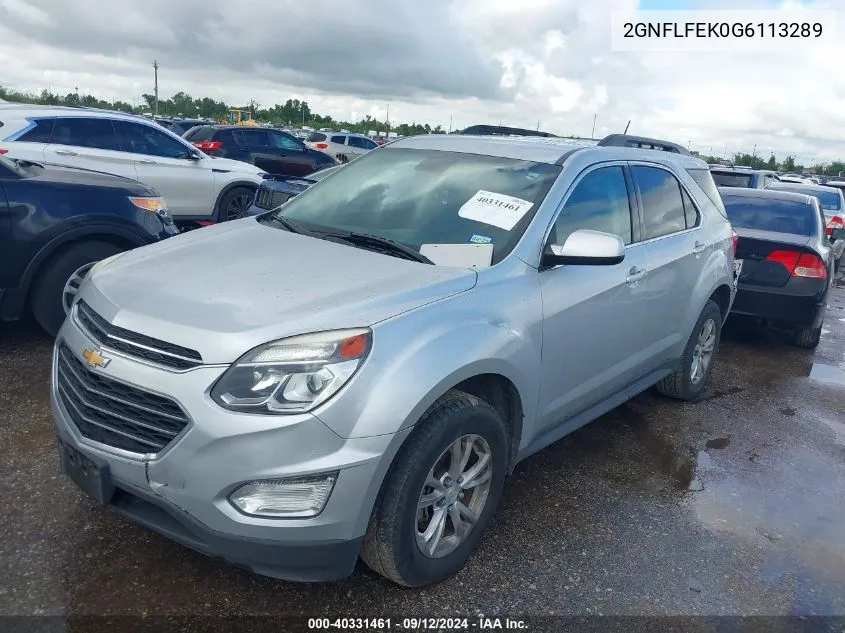 2016 Chevrolet Equinox Lt VIN: 2GNFLFEK0G6113289 Lot: 40331461