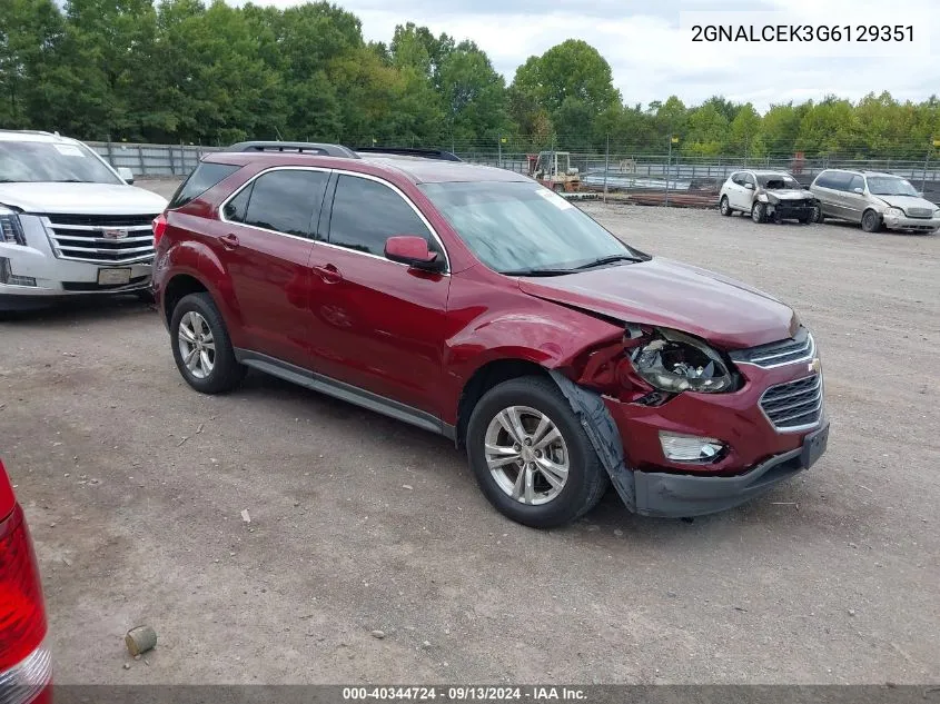 2016 Chevrolet Equinox Lt VIN: 2GNALCEK3G6129351 Lot: 40344724