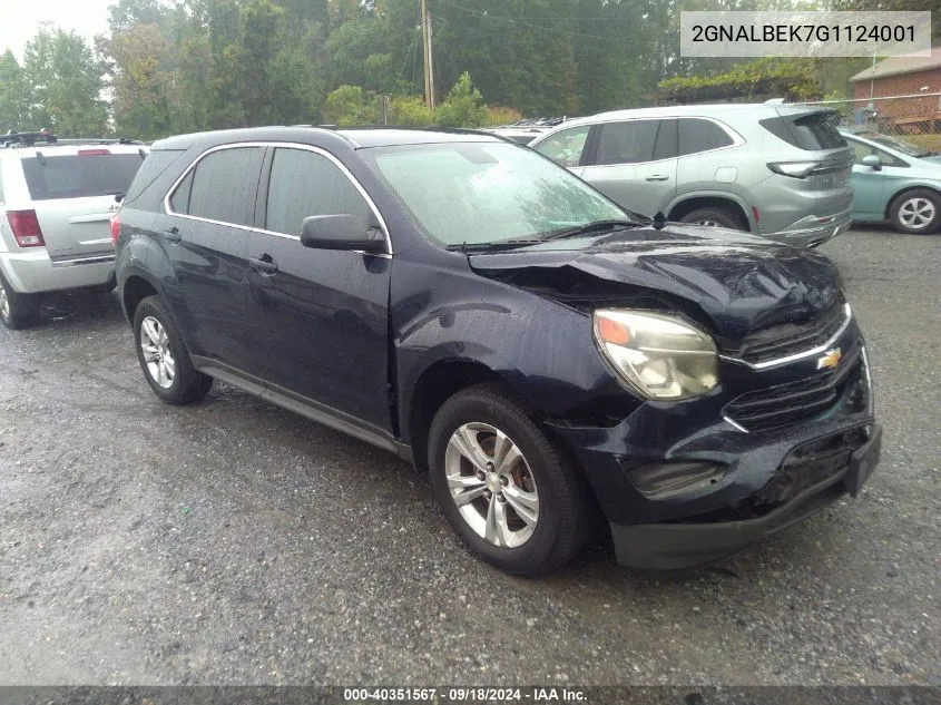 2016 Chevrolet Equinox Ls VIN: 2GNALBEK7G1124001 Lot: 40351567