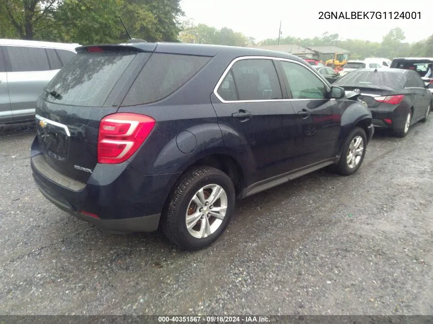 2016 Chevrolet Equinox Ls VIN: 2GNALBEK7G1124001 Lot: 40351567