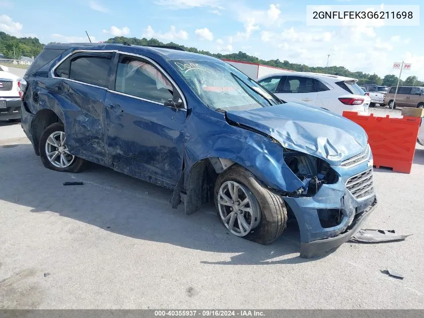 2016 Chevrolet Equinox Lt VIN: 2GNFLFEK3G6211698 Lot: 40355937