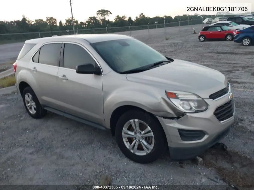 2016 Chevrolet Equinox Ls VIN: 2GNALBEK0G1181706 Lot: 40372385