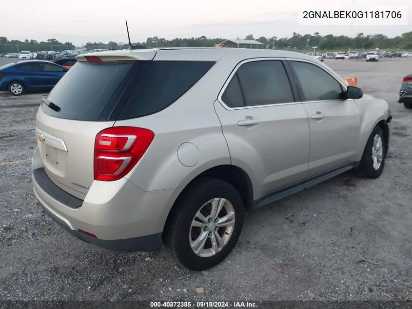 2016 Chevrolet Equinox Ls VIN: 2GNALBEK0G1181706 Lot: 40372385