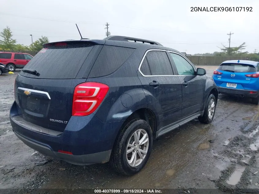 2016 Chevrolet Equinox Lt VIN: 2GNALCEK9G6107192 Lot: 40375999