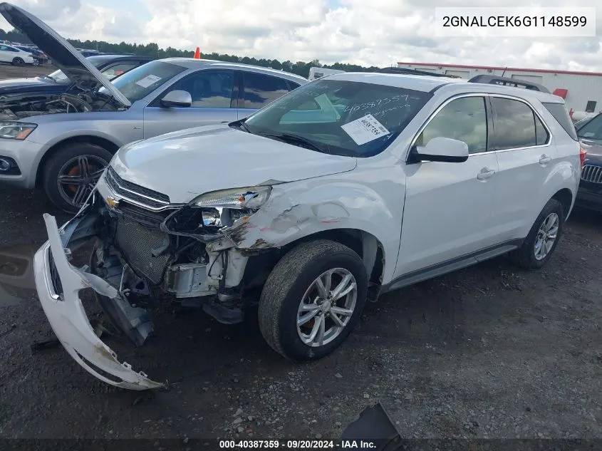 2016 Chevrolet Equinox Lt VIN: 2GNALCEK6G1148599 Lot: 40387359