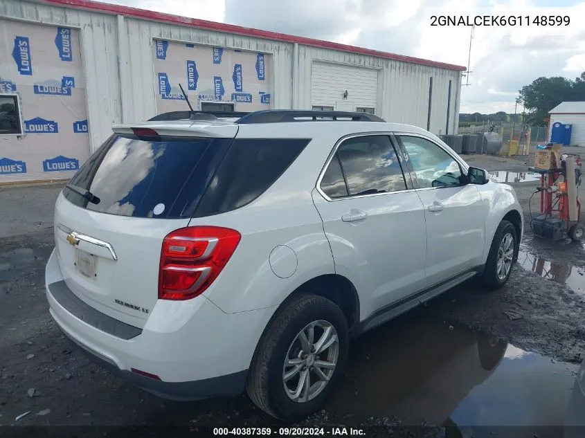 2016 Chevrolet Equinox Lt VIN: 2GNALCEK6G1148599 Lot: 40387359