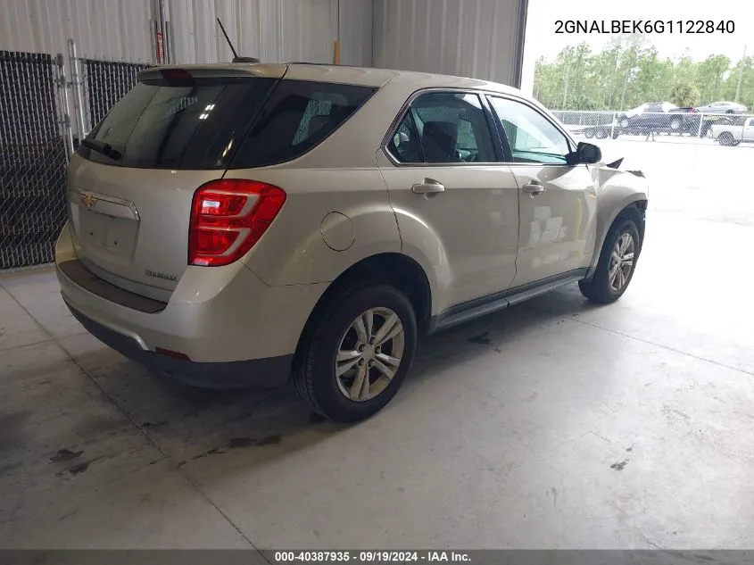 2GNALBEK6G1122840 2016 Chevrolet Equinox Ls