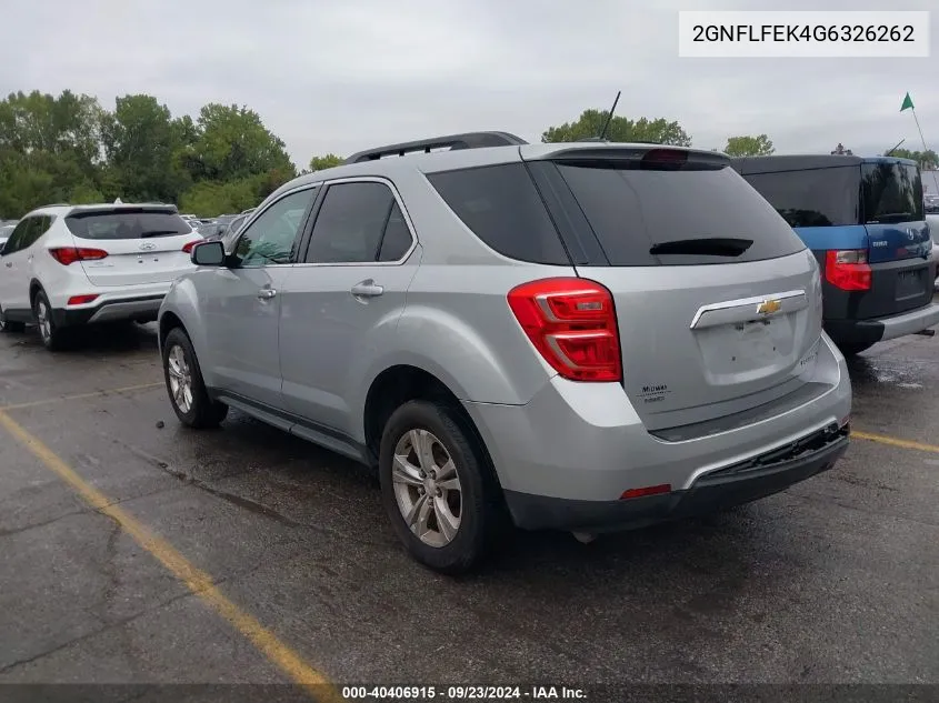 2016 Chevrolet Equinox Lt VIN: 2GNFLFEK4G6326262 Lot: 40406915