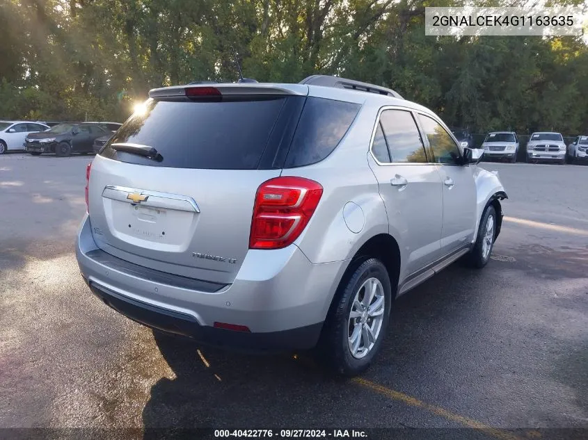 2016 Chevrolet Equinox Lt VIN: 2GNALCEK4G1163635 Lot: 40422776