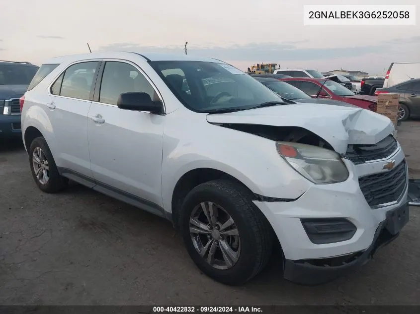 2GNALBEK3G6252058 2016 Chevrolet Equinox Ls