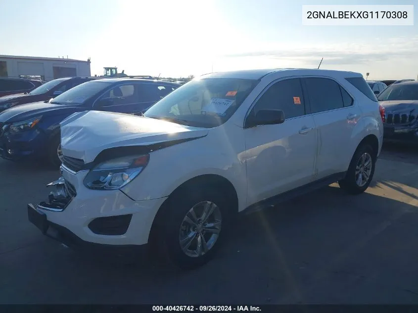 2016 Chevrolet Equinox Ls VIN: 2GNALBEKXG1170308 Lot: 40426742