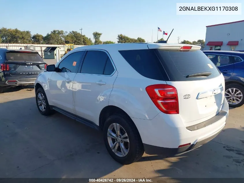 2016 Chevrolet Equinox Ls VIN: 2GNALBEKXG1170308 Lot: 40426742