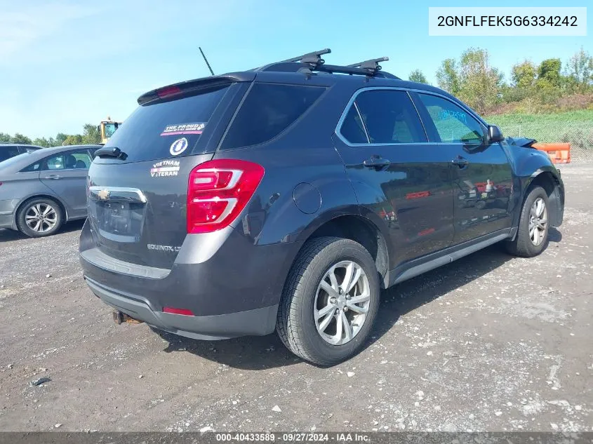 2016 Chevrolet Equinox Lt VIN: 2GNFLFEK5G6334242 Lot: 40433589